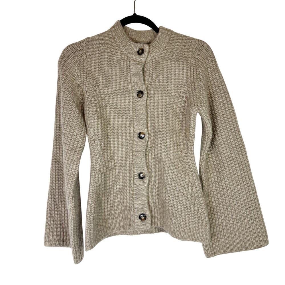 LOULOU STUDIO Rasa 100% Cashmere Cardigan XS Beige Knit Parisian Minimalist RARE - Picture 2 of 6